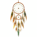 Attrape-rêves mural 40 x 90 cm en corde et plumes brun vert style bohème