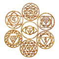 Lot de 7 décorations murales rondes diamètre 25 cm en bois marron ajouré style géométrique