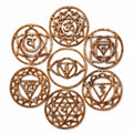 Lot de 7 décorations murales rondes diamètre 25 cm en bois marron ajouré style géométrique