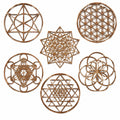 Lot de 6 décorations murales 30 cm en bois marron motifs géométriques pour intérieur