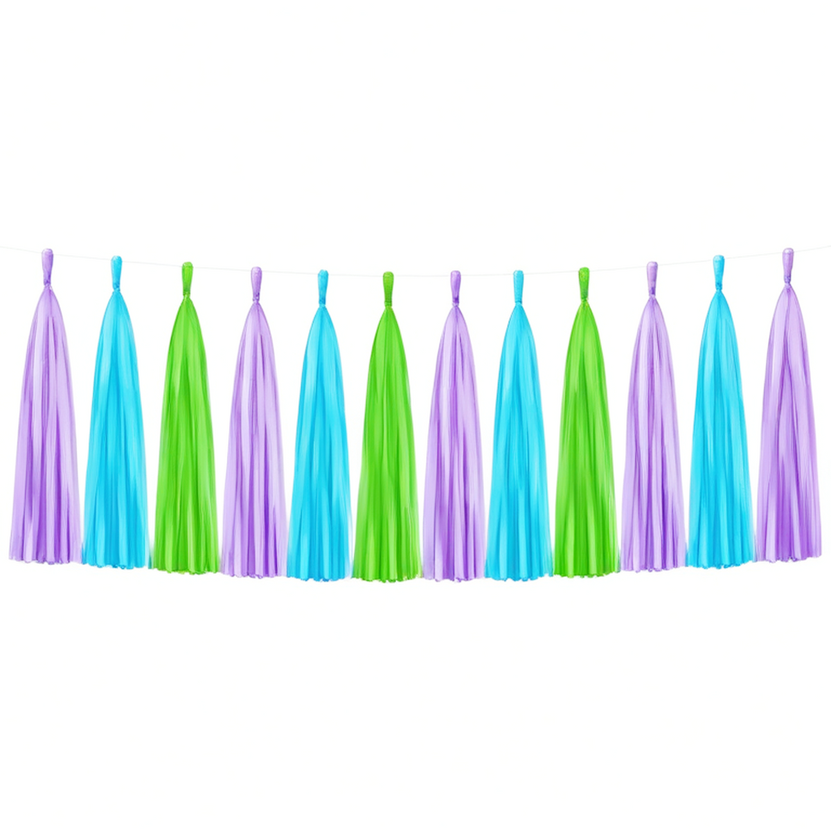 Guirlande à franges 150 cm en papier de soie violet bleu vert décoration suspendue