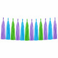 Guirlande à franges 150 cm en papier de soie violet bleu vert décoration suspendue