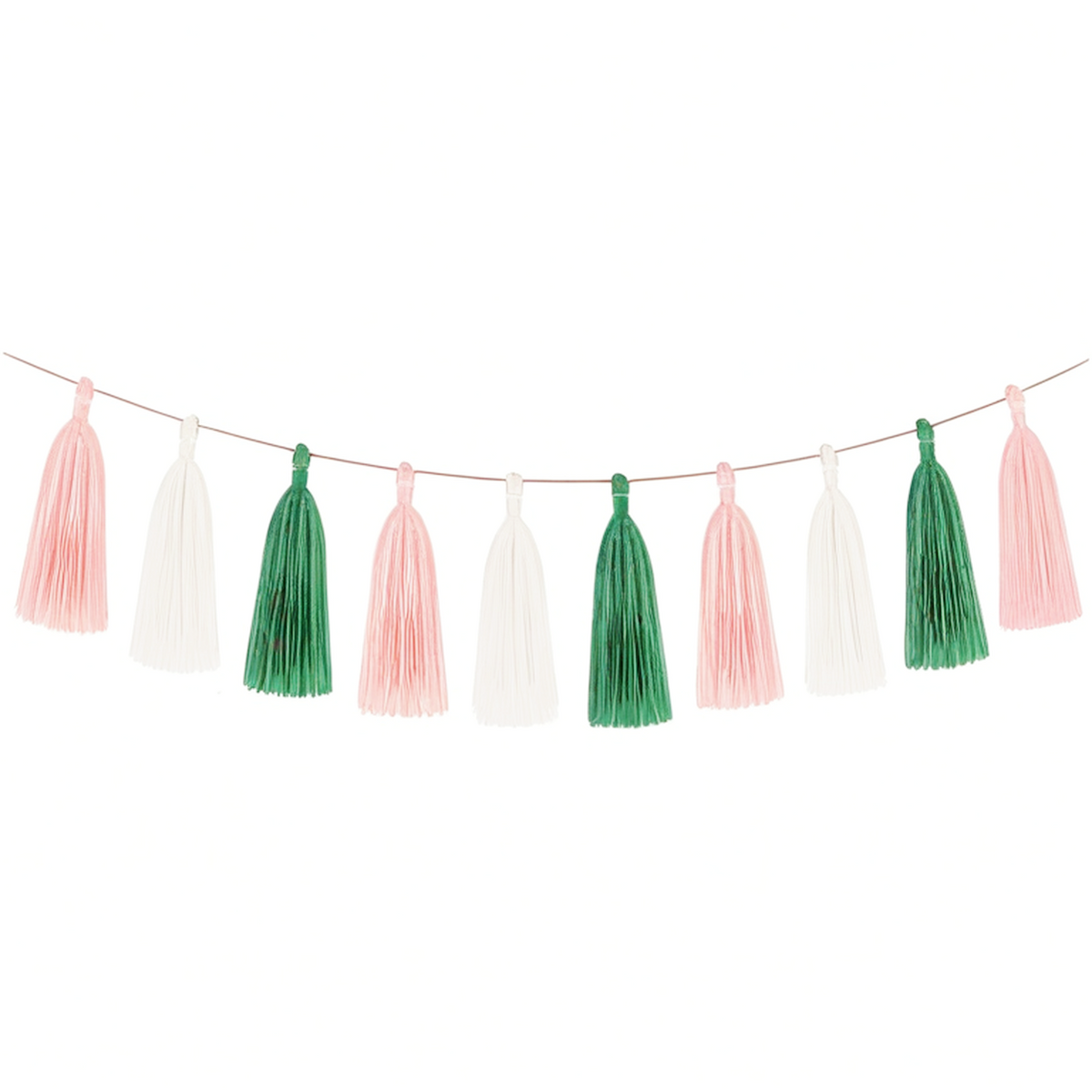 Guirlande décorative 200 cm en coton rose blanc vert à pompons style bohème