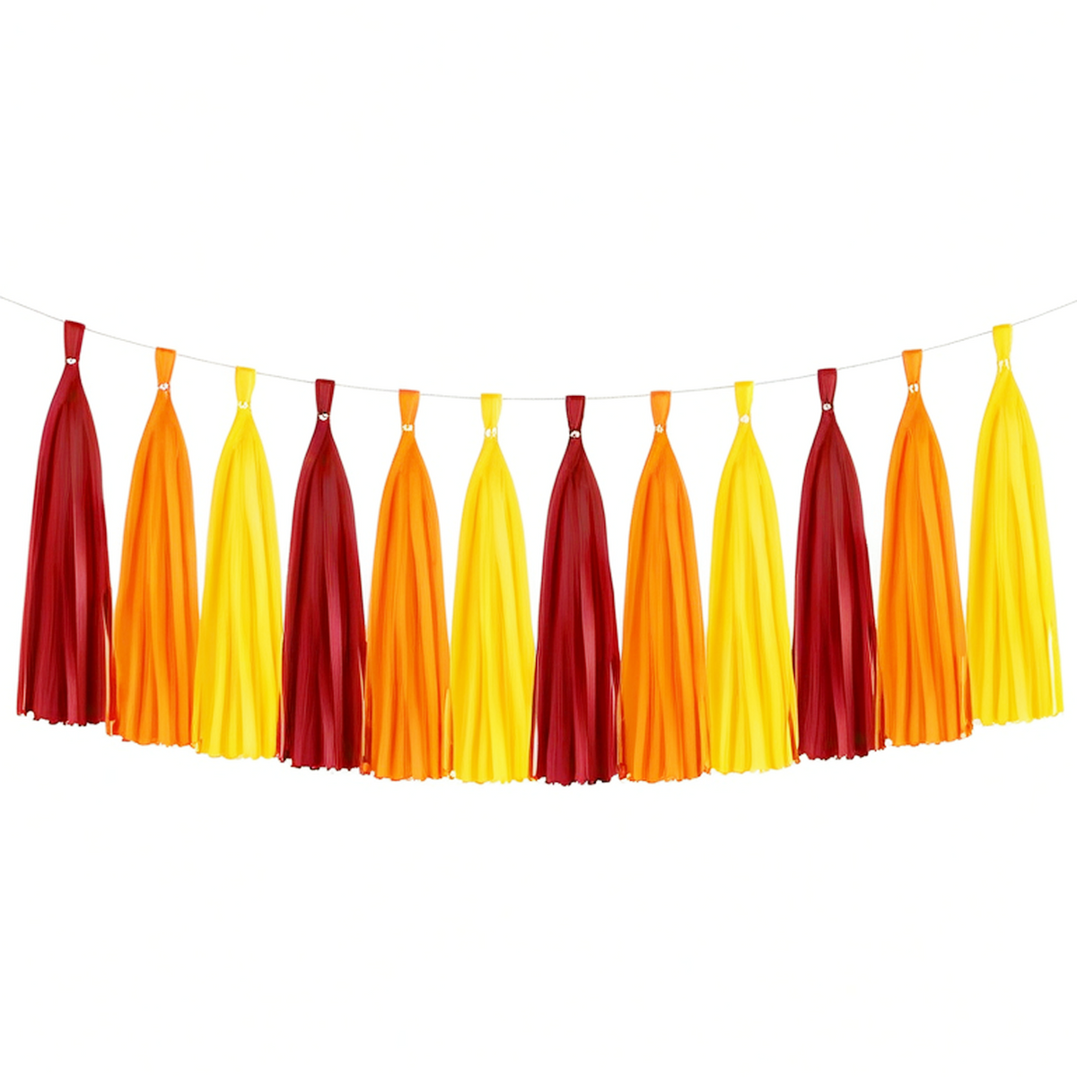 Guirlande décorative 300 cm en papier jaune orange bordeaux à pampilles pour fête