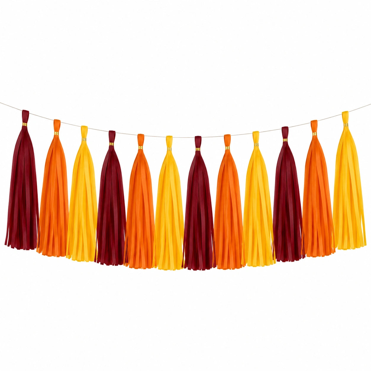 Guirlande décorative 300 cm en papier jaune orange bordeaux à pampilles pour fête