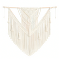 Décoration murale macramé 120 x 110 cm en coton écru avec franges style bohème