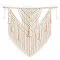 Décoration murale macramé 120 x 110 cm en coton écru avec franges style bohème