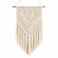 Tenture murale 50 x 90 cm en coton écru avec barre en bois style macramé décoratif