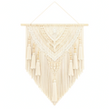 Décoration murale macramé 50 x 80 cm en corde textile écrue style bohème à suspendre