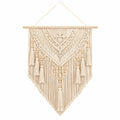 Décoration murale macramé 50 x 80 cm en corde textile écrue style bohème à suspendre