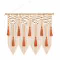 Décoration murale en macramé 90 x 100 cm coton écru terracotta style bohème