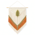 Tenture murale en macramé 50 x 90 cm fibres textiles écru vert terre cuite style bohème