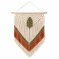 Tenture murale en macramé 50 x 90 cm fibres textiles écru vert terre cuite style bohème