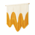 Tenture murale 70 x 100 cm en corde de coton écru et ocre à franges style bohème