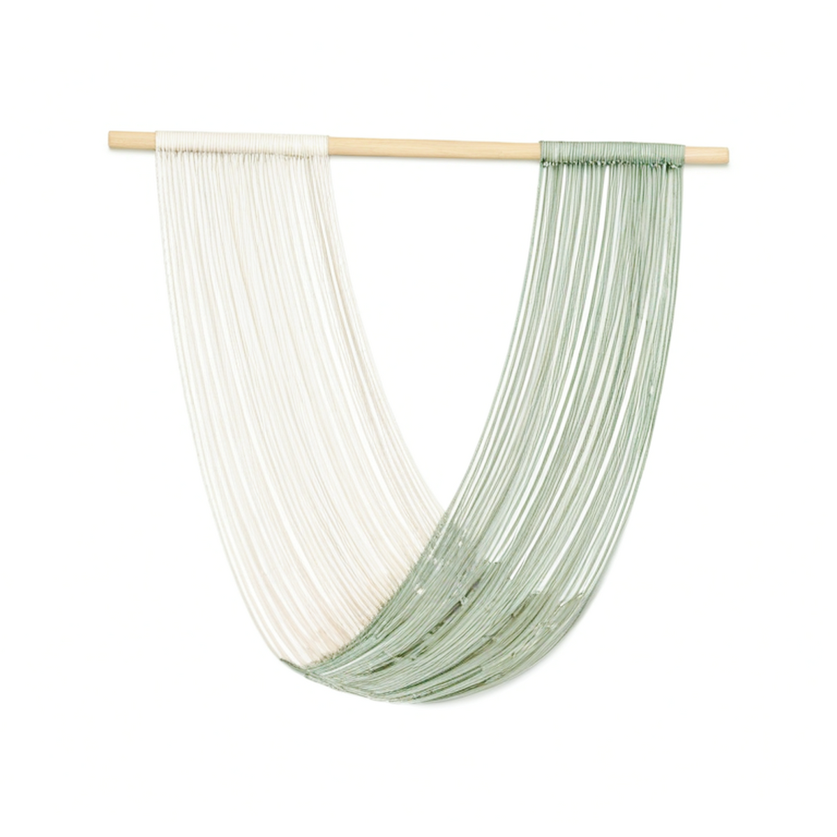 Tenture murale en macramé 90 x 100 cm coton beige vert sauge style bohème