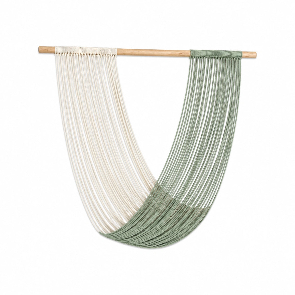 Tenture murale en macramé 90 x 100 cm coton beige vert sauge style bohème