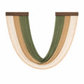 Décoration murale tissée 110 x 100 cm en coton vert beige et écru avec bois style bohème