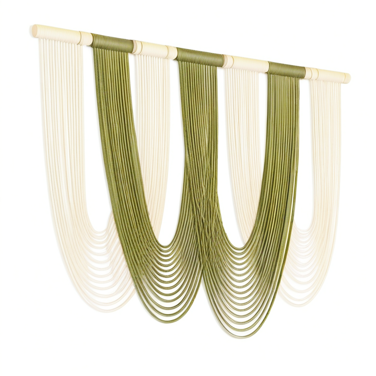 Tenture murale macramé 120 x 100 cm coton beige vert olive décoration suspendue