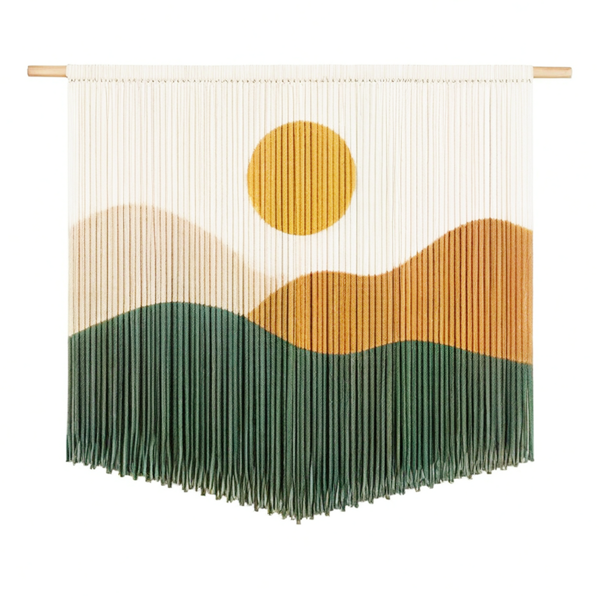 Tapisserie murale 90 x 100 cm en cordons textiles multicolores style bohème