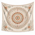Tapisserie murale 150 x 150 cm en polyester beige terracotta vert à motif mandala floral