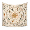Tapisserie murale 150 x 150 cm en tissu crème motif astrologique décorative