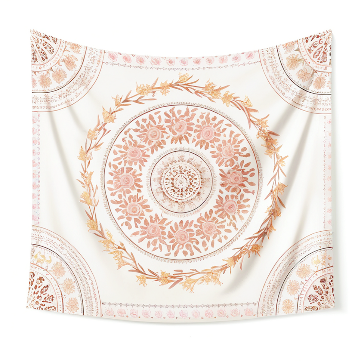 Tapisserie murale 150 x 130 cm en polyester blanc à motif floral décoratif