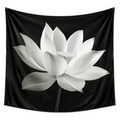 Tenture murale 150 x 150 cm polyester noir blanc motif lotus décoration intérieure
