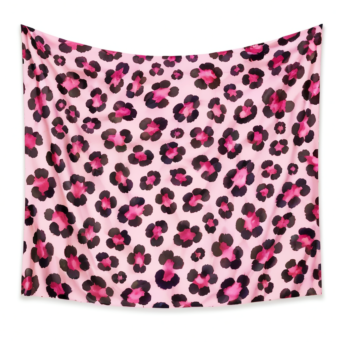Tenture murale 150 x 130 cm en polyester rose à motif léopard décorative