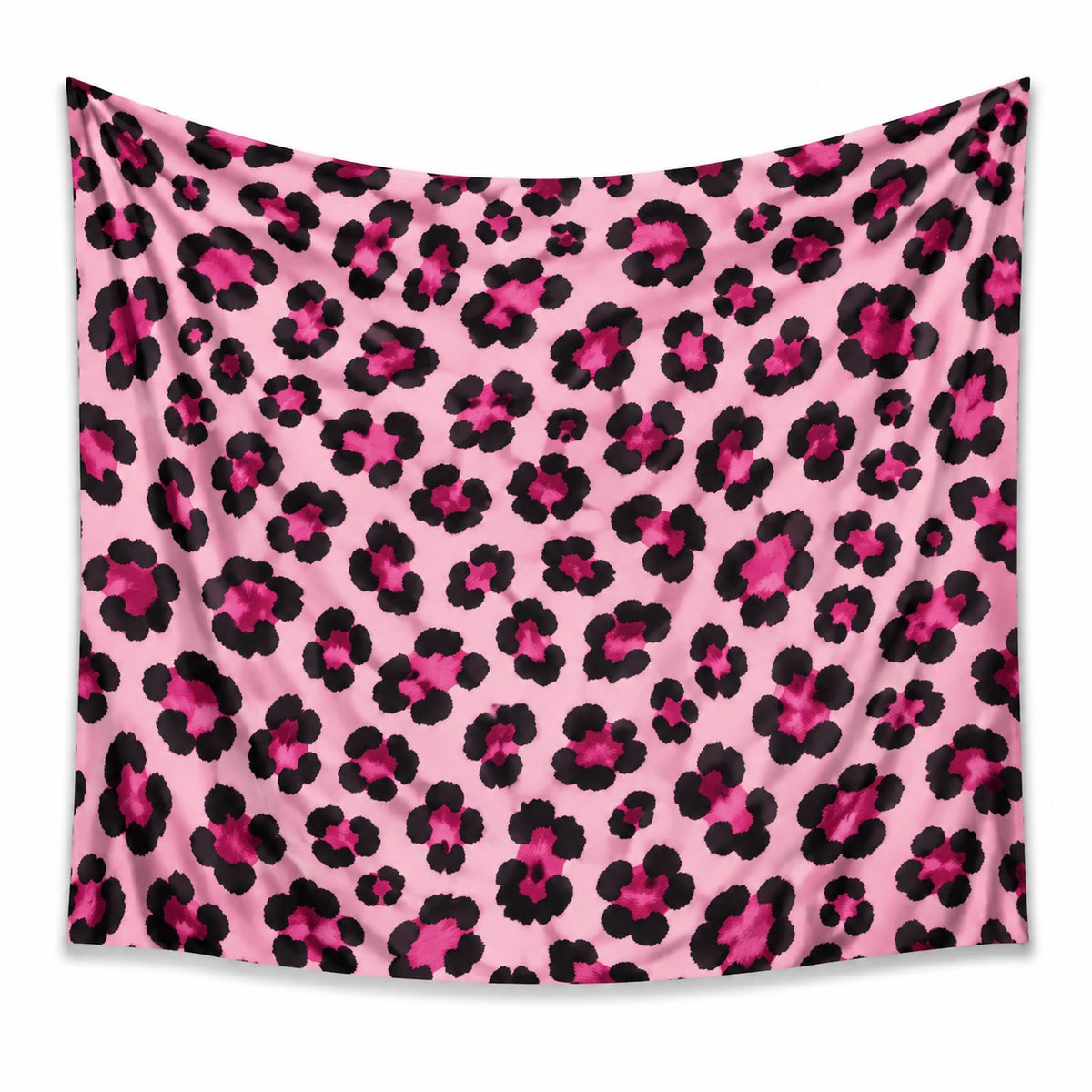 Tenture murale 150 x 130 cm en polyester rose à motif léopard décorative